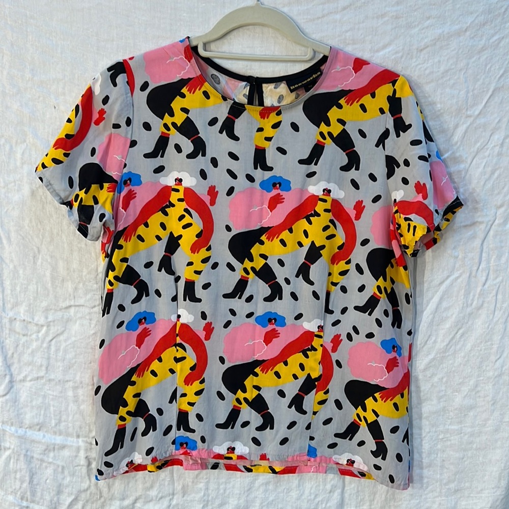 Nooworks Playful Multicolor Short Sleeve Top - Grey, Pink & Yellow